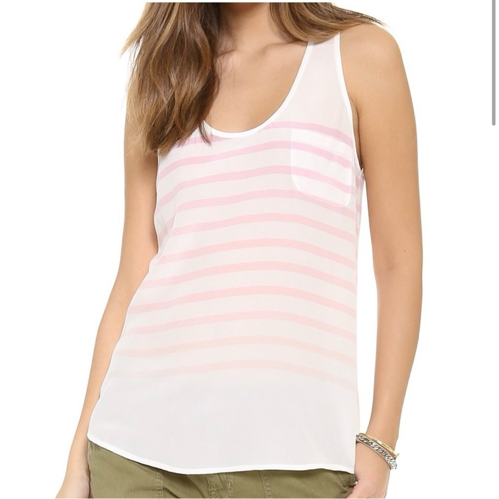 Joie Blouse in Picnic Pink Women's Striped Tank Top